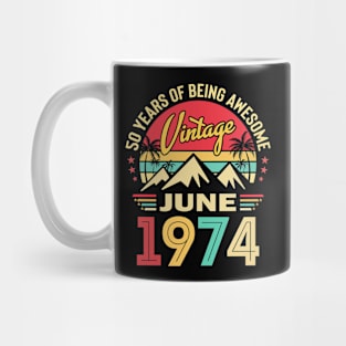 Vintage June 1974 50th Birthday Gift 50 Years Old Mug